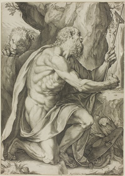 忏悔中的圣杰罗姆 作者 阿戈斯蒂诺·卡拉奇（Agostino Carracci）
