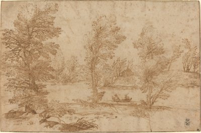 带船的林地河 作者 阿戈斯蒂诺·卡拉奇（Agostino Carracci）