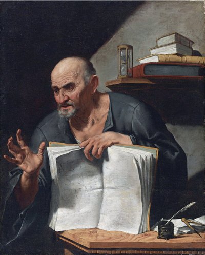 Dionysius Cato（3 世纪或 4 世纪） - Agostino Scilla 的绘画（1629-1700），- 布面油画，98.5x80.6 - 私人收藏 作者 Agostino Scilla