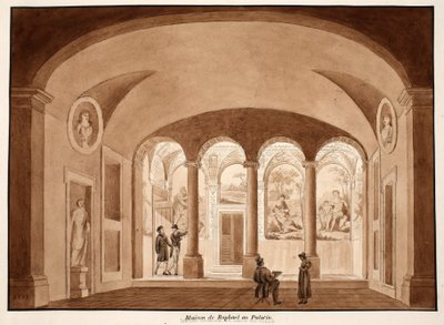 拉斐尔在帕拉蒂尼的房子，1833年（蚀刻棕色洗） 作者 Agostino Tofanelli