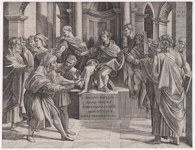 The Blinding of Elymas, dated 1516., dated 1516. 作者 阿戈斯蒂诺·韦内齐亚诺