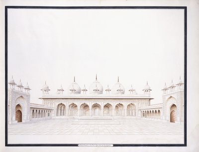 位于阿格拉堡的Moti Musjid，c。 1815（铅笔和w - c） 作者 阿格拉学校