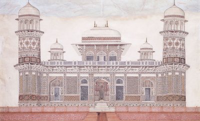 Itmad-ud-daula墓，约1815年（铅笔，钢笔和黑色墨水，w - c，带有触摸o的高度） 作者 阿格拉学校