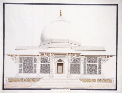 塞利姆·奇斯蒂（Seliem Chistie）的白色大理石墓，c。 1815（铅笔，钢笔和墨水，w - c） 作者 阿格拉学校