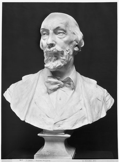 Auguste Vacquerie的半身像（1819-95）（石膏）（bw照片） 作者 Aime Jules Dalou