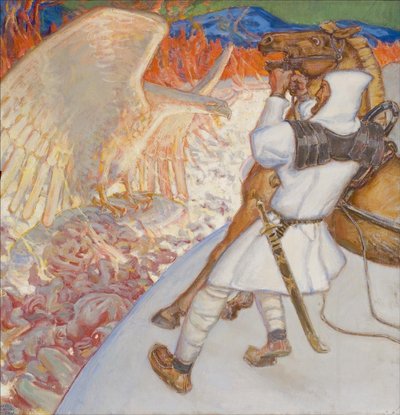 Lemminkäinen在图奥内拉河，1920年 作者 Akseli Gallen Kallela