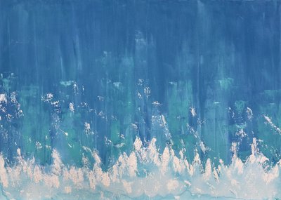 天鹅绒海洋》，2023 年（丙烯酸，混合媒介画布） 作者 阿克图尔克·亚塞明