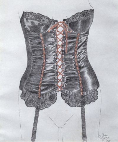 Corset，1990年（铅笔和纸上的wc） 作者 艾伦·伯恩