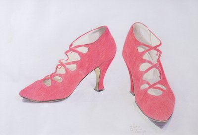 Pink Shoes，1997（彩色铅笔在纸上） 作者 艾伦·伯恩
