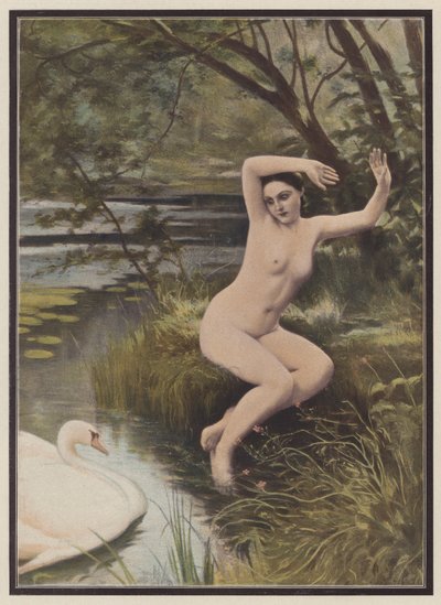 利达，希腊神话中的斯巴达公主（彩色石版画） 作者 阿尔伯特（后）Aublet