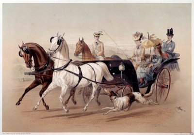 维多利亚汽车和塔尔布的马匹 阿尔伯特-亚当(1833-?)的版画 19世纪 巴黎，卡纳瓦莱博物馆 作者 阿尔伯特·亚当