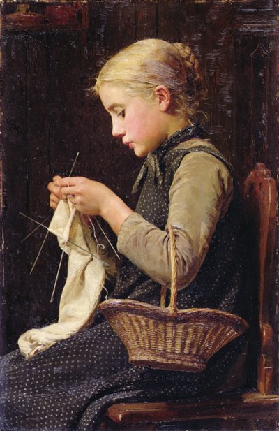 针织女孩 作者 Albert Anker
