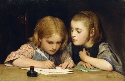 教训；写作课，1865年 作者 阿尔伯特·安克