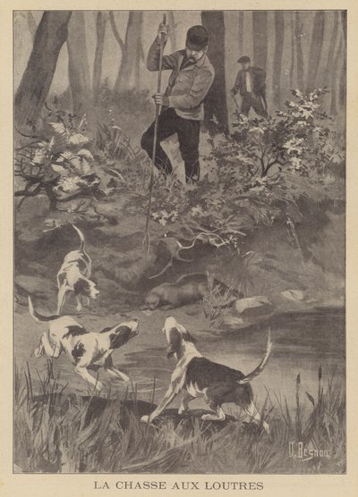 狩猎水獭 作者 Albert Besnou
