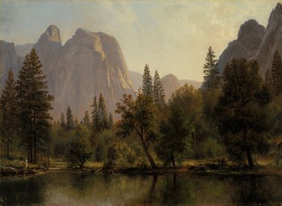 大教堂岩石，优胜美地山谷，约1872年。 作者 阿尔伯特·比尔施塔特