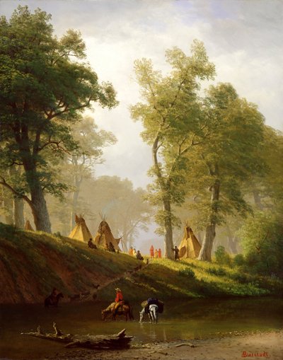 堪萨斯州的狼河，1859年 作者 阿尔伯特·比尔施塔特