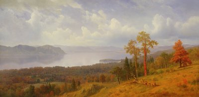 查看哈德逊在1866年穿过Tappen Zee走向胡克山 作者 阿尔伯特·比尔施塔特