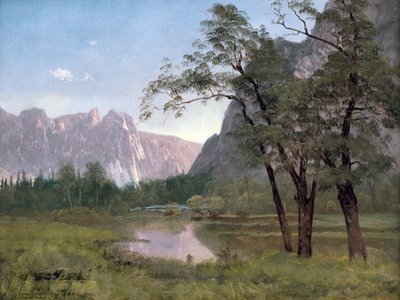 约塞米蒂山谷（纸上油画） 作者 阿尔伯特·比尔施塔特