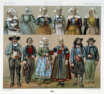 19世纪的布列塔尼服饰--在Racinet的 "Le costume ancien et historique "中 作者 阿尔伯特·查尔斯·奥古斯特·拉西内