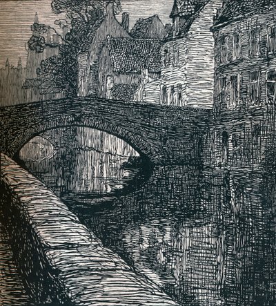 布鲁日：Le Quai Vert The Green Quay, 1916, 1917年 作者 阿尔伯特·德尔斯坦奇