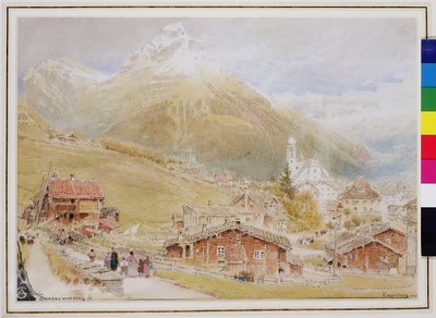 恩格尔贝格，周日早上，c.1909-11（笔墨，wc） 作者 阿尔伯特·古德温