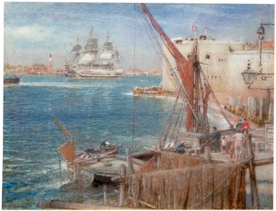 朴茨茅斯的 "胜利号"，1907年。                                  作者 Albert Goodwin