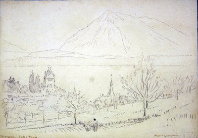 图恩湖，奥伯霍芬（纸上墨水和铅笔）。 作者 阿尔伯特·古德温