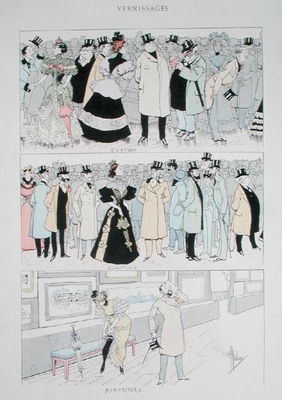 画廊开幕式，约1900年（彩色平版印刷）。 作者 阿尔伯特·纪尧姆