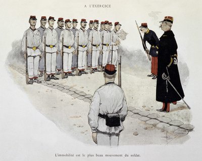 练习中：固定是士兵最美的动作——阿尔贝·纪尧姆（Albert Guillaume，1873-1942）所见，大约1900年 作者 阿尔伯特·纪尧姆