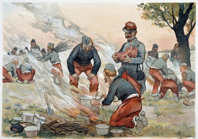 La Popote - 在阿尔伯特纪尧姆（1873-1942）的““军事专辑”中，约。 1900 作者 阿尔伯特·纪尧姆