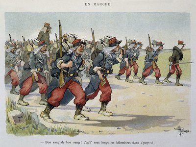 步行--阿尔伯特-纪尧姆(1873-1942)所看到的军队，约1900年 作者 阿尔伯特·纪尧姆