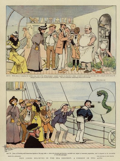 为什么琼斯相信海蛇，两部法案中的喜剧（chromolitho） 作者 Albert Guillaume