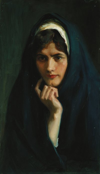 一个女孩的头，1904年 作者 阿尔伯特·古斯塔夫·阿里斯蒂德·埃德尔费尔特