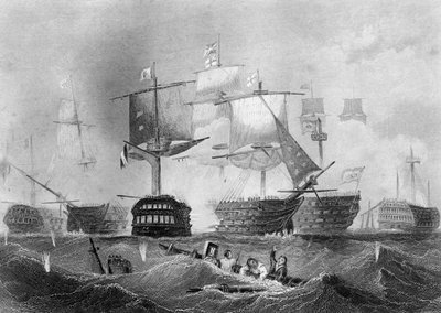 特拉法加战役，1805年10月21日c1857。 作者 阿尔伯特·亨利·佩恩