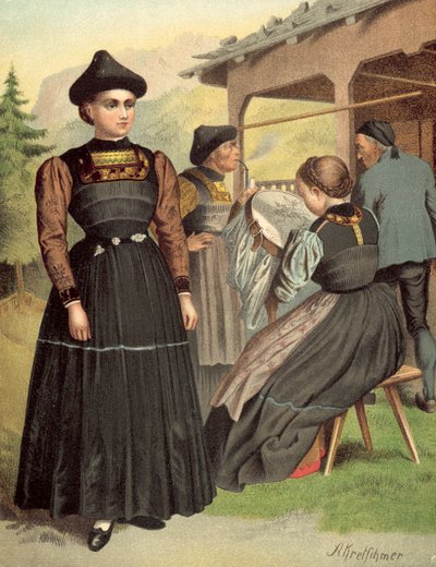德国服装，Vorarlberg，Bregenzerwald 作者 阿尔伯特·克莱奇默