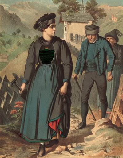 德国服装，福拉尔贝格，Klosterthal 作者 阿尔伯特·克莱奇默