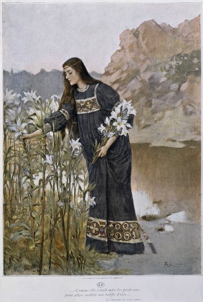A woman blows iris - by Lynch, early 20th century 作者 阿尔伯特·林奇