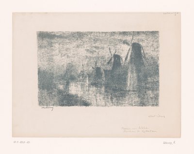 鹿特丹附近的 Schie 米尔斯 Moulins sur la Schie（物体上的标题） 作者 阿尔伯特·玛丽·勒伯格
