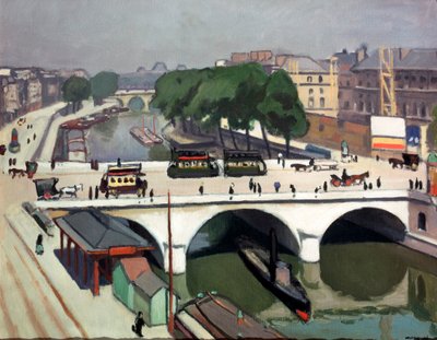 圣米歇尔桥在巴黎。 1908年，奥古斯丁大广场（Quai des Grands Augustins）。 作者 阿尔伯特·马尔凯
