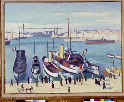 马赛港与渡轮桥（绘画）20 世纪 作者 阿尔伯特·马尔凯