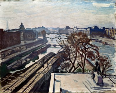 塞纳河景观和亨利四世雕像，c1906。 作者 阿尔伯特·马尔凯