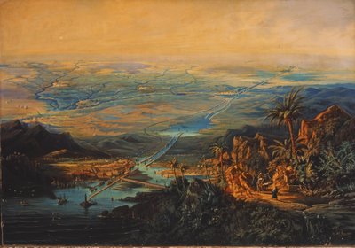 1864 年 11 月的苏伊士运河（布面油画） 作者 阿尔伯特·里格