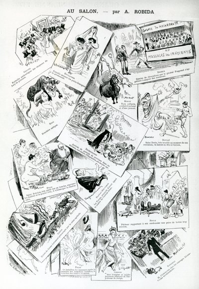 在沙龙，来自&39;La Caricature&39;，第283号，1885年5月30日 作者 阿尔伯特·罗比达