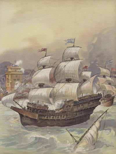 Jean Ango的舰队阻挡了塔霍河，威胁着里斯本 作者 阿尔伯特·罗比达