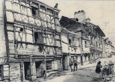 Rue Fardel a Saint Brieuc (Saint-Brieuc) - Old France - Brittany - text, drawings and lithographs, by Albert Robida (1848-1926) undated end 19th century 作者 阿尔伯特·罗比达
