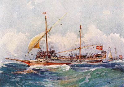 马耳他的风帆船（17 世纪），阿尔伯特-塞比勒（1874-1953 年）的水彩画 作者 阿尔伯特·塞比尔