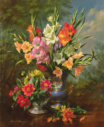AB1062B Gladioli和Dahlias 作者 阿尔伯特·威廉姆斯