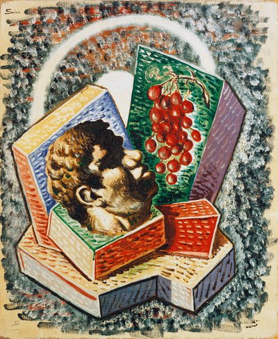 有葡萄的头》（布面油画 作者 安德里亚·迪基里科