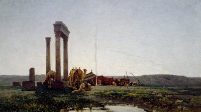 沙漠中的寺庙废墟 作者 阿尔贝托·帕西尼（Alberto Pasini）