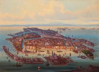 威尼斯的鸟瞰图，1867年。 作者 阿尔贝托·里格